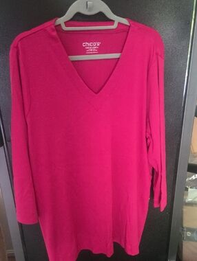 Chico's Hot Pink V-Neck Top
